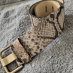 Banana Republic Snake Print Belt with Gold Buckle